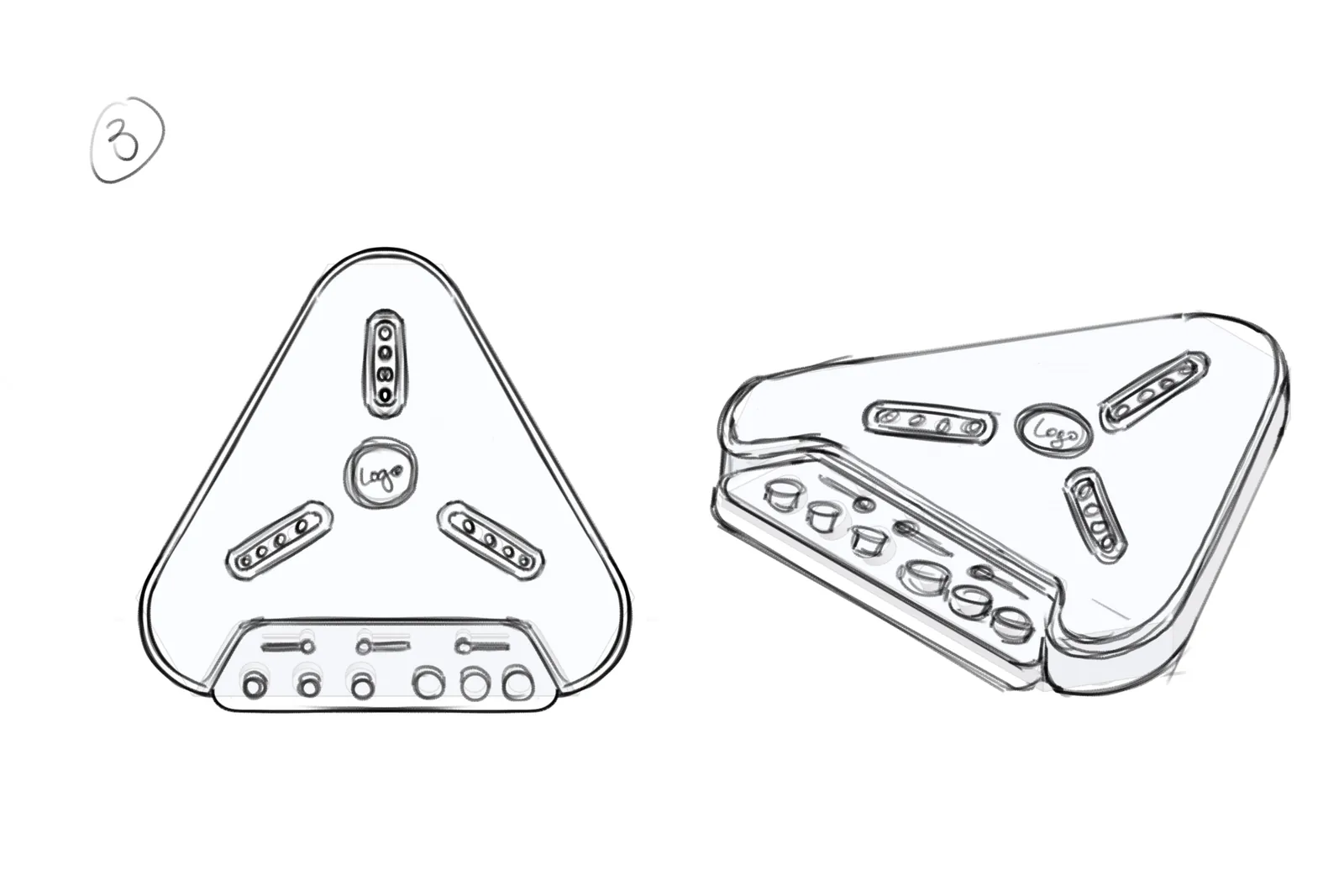 Sketch 3: three inductor slots radiating from a central badge