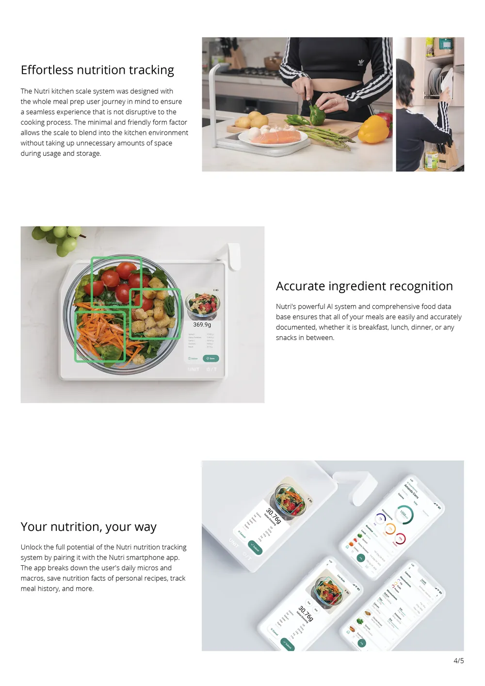 Board 4 of 5: effortless nutrition tracking, accurate ingredient recognition, and the app