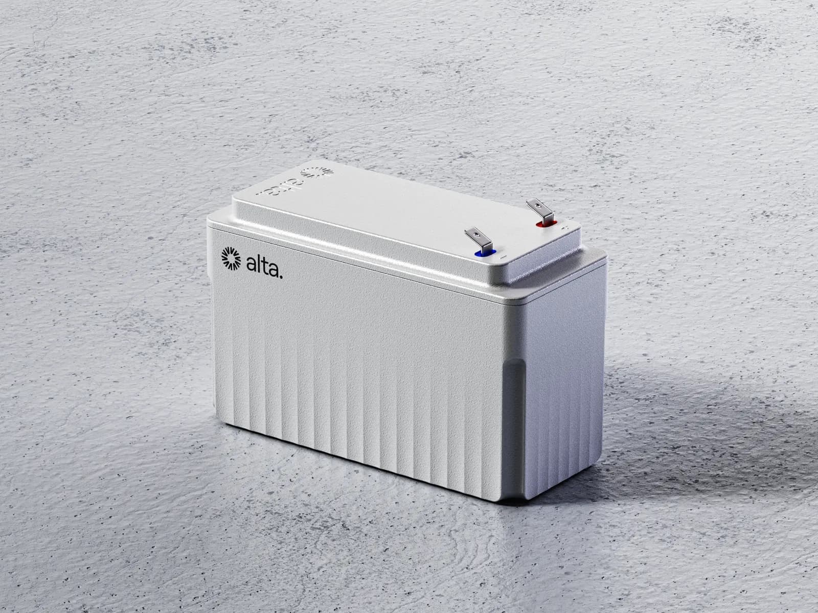 Alta 12V battery on a concrete floor